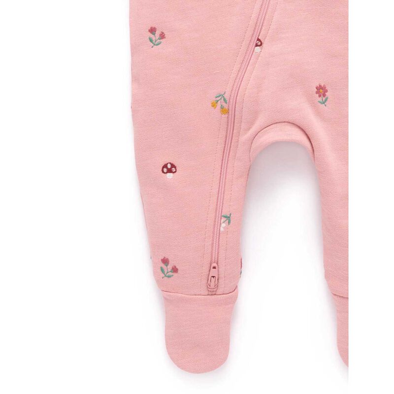 Purebaby Embroidered Fleece Growsuit image number 3